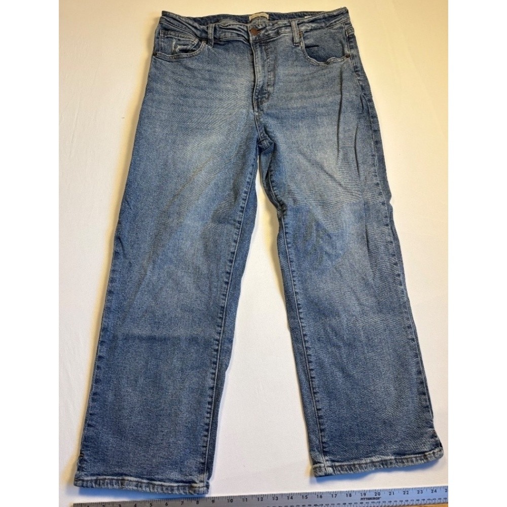 Oliver Logan Women's Wide Leg Jeans Blue Denim High Rise Size 34 Ankle